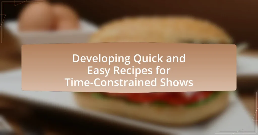 Developing Quick and Easy Recipes for Time-Constrained Shows